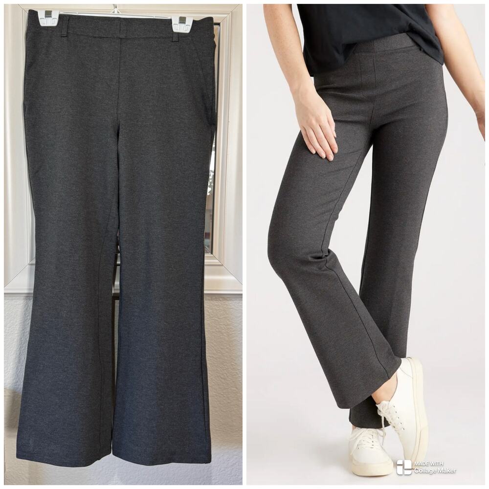 Quince Ultra-Stretch Ponte Bootcut Pants Charcoal Medium Petite Gray EUC